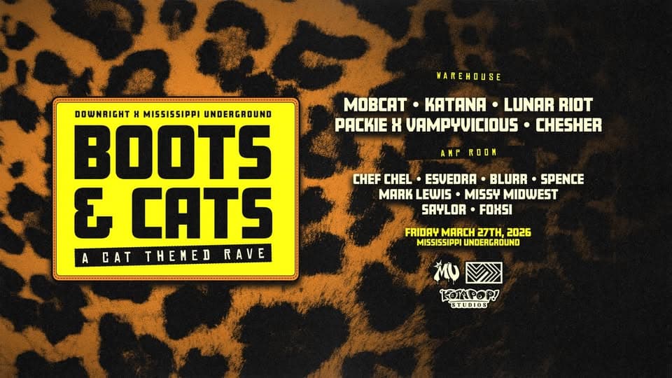 Boots & Cats | A Cat Themed Rave flyer